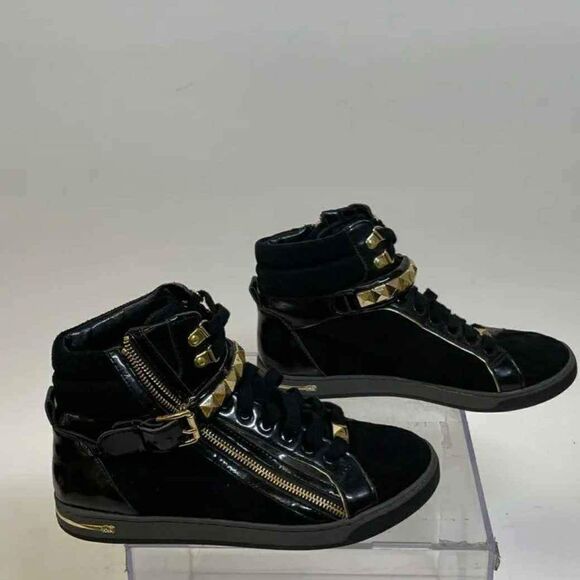 Michael Kors Designer Aq13e Women's Black High-Top Sneakers - Size 8.5 - Picture 2 of 6